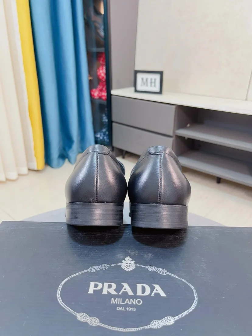 Men's shoes 💰540🌹🌹【PRADA Leather Shoes】Top purchasing agency Original imported Italian custom-made open-edge beaded cowhide leather surface, fully imported water-dyed breathable cowhide lining, original factory special molded sole super comfortable, size: 38-44